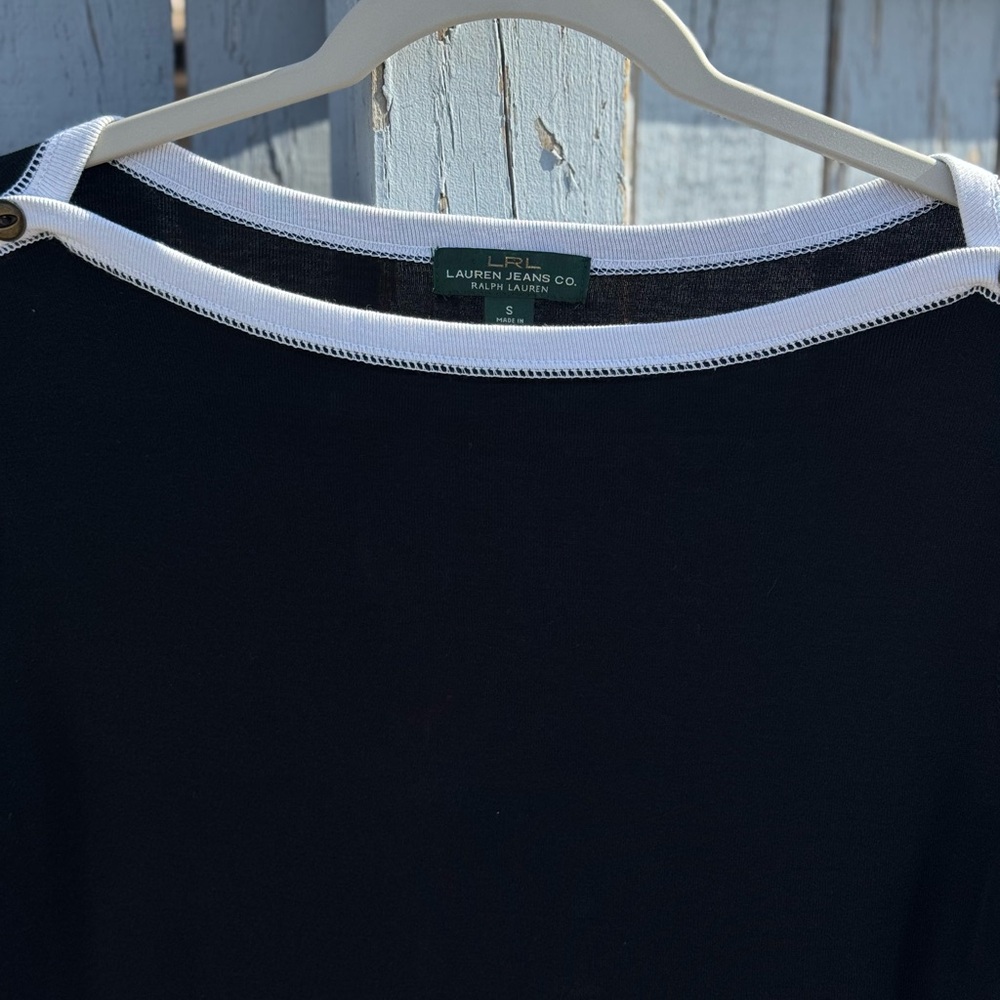Lauren Ralph Lauren Black Shirt Small Women’s Boat Neck Basic Chic Elegant Style - Picture 2 of 6